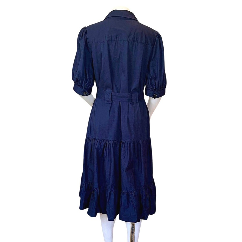 Derek Lam 10 Crosby Buffy Tiered Midi Shirtdress Navy Blue Sz 16 Utility Classic - Picture 8 of 8